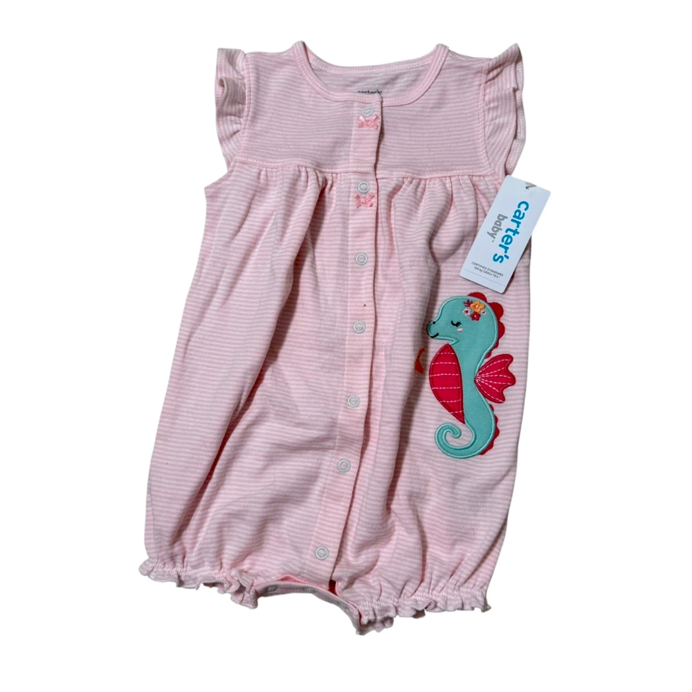 Carter's Pink Ruffled Seahorse Romper SZ 18mo